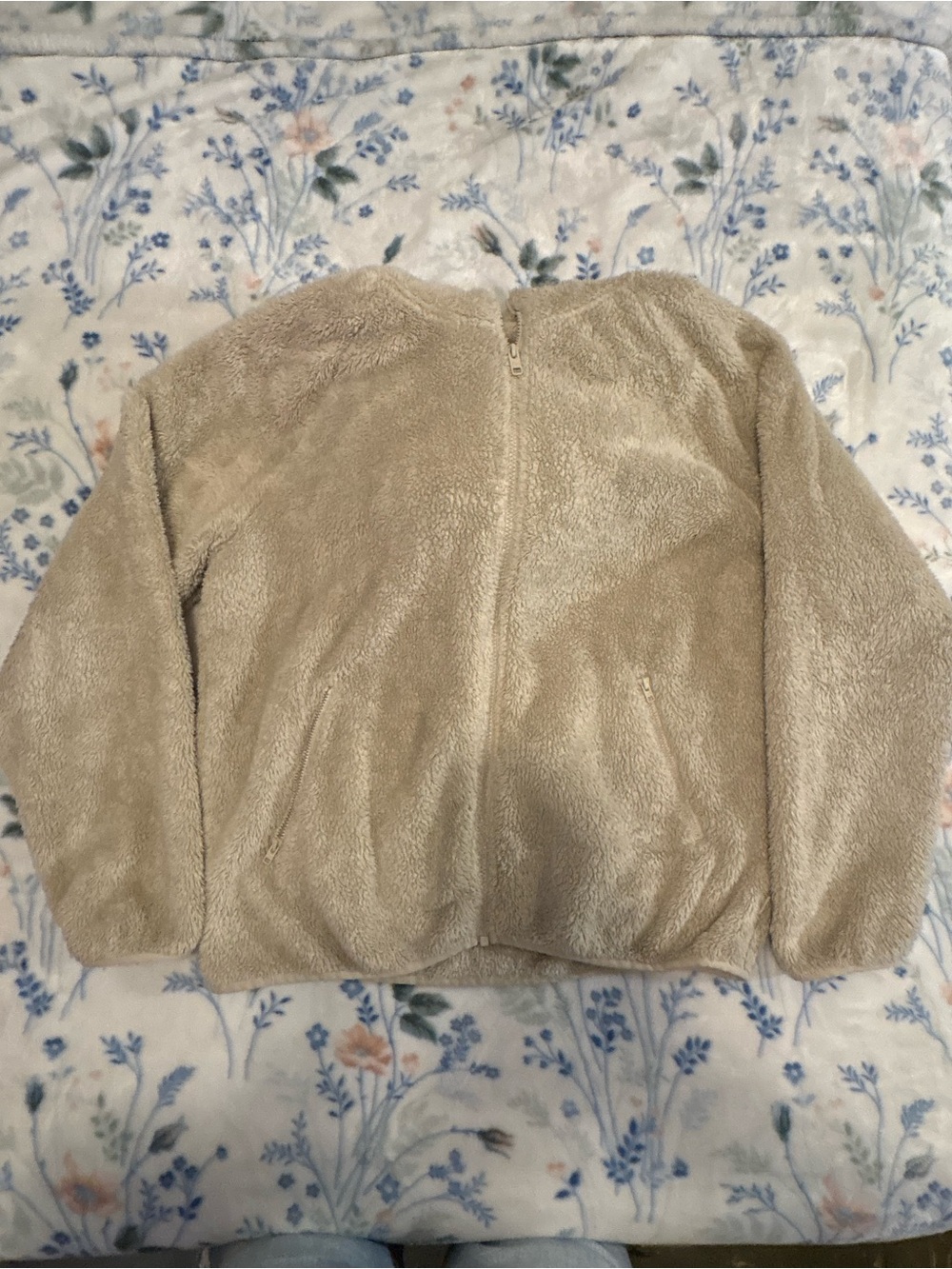 TNA Women's Beige Plush Teddy Zip Jacket